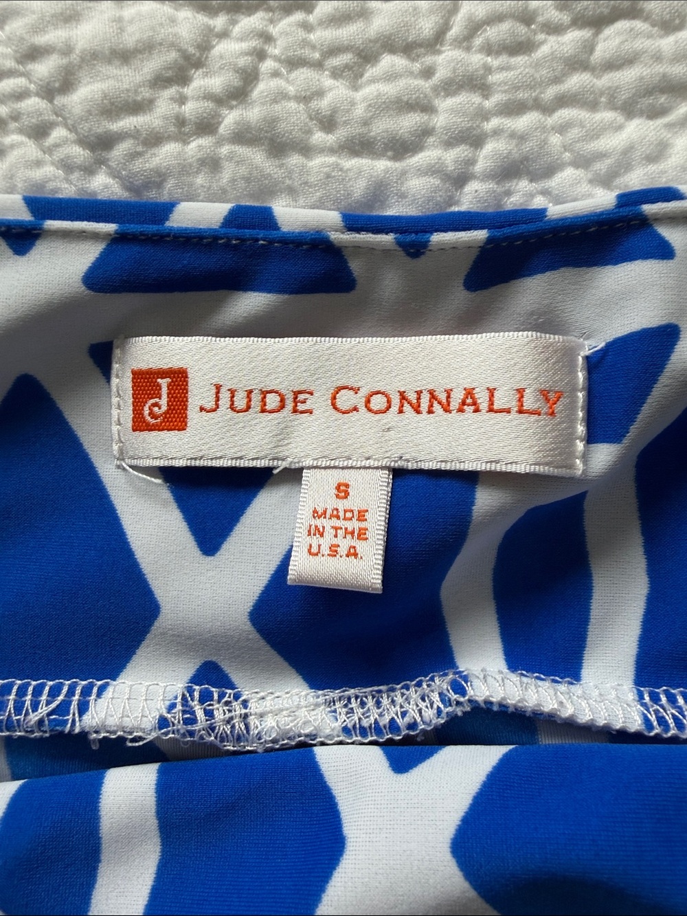 Jude Connally Morgan Skort Blue and White Geometric - Picture 3 of 6